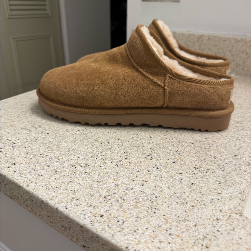 UGG Tan Suede Slippers with Plush Lining